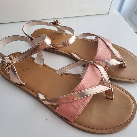 Toms Lexie Pink and Rose Gold Sandals - Picture 1 of 3